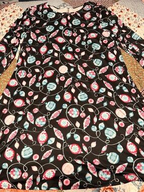 Celebrate Together Christmas Ornament Swing Dress XL Holiday Long Sleeve